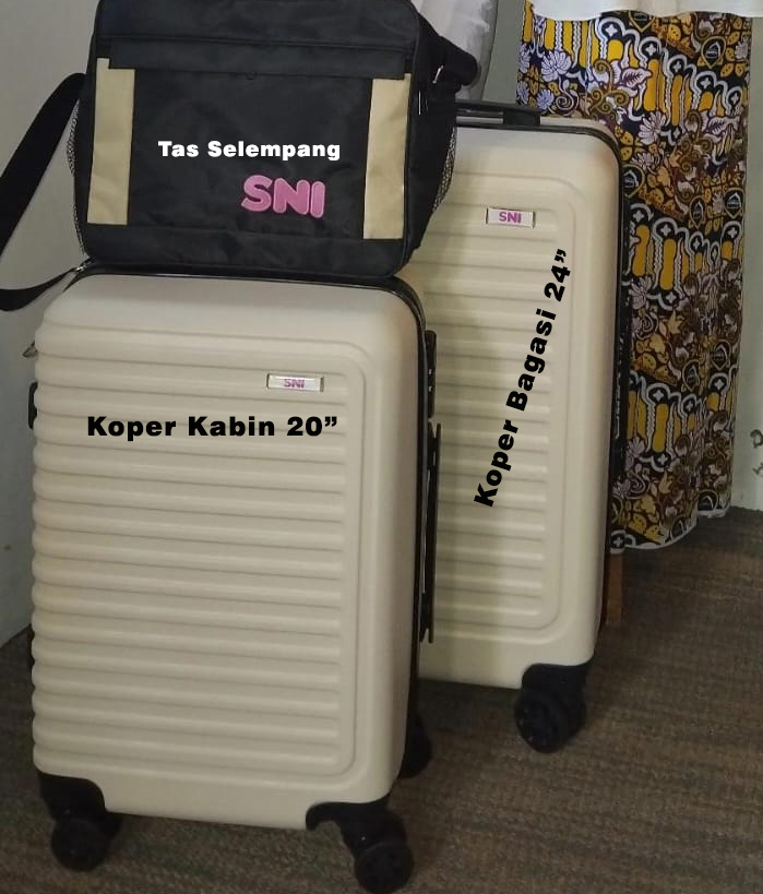 Penempatan perlengkapan umroh di koper bagasi dan koper kabin